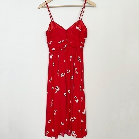 Bardot Red Floral Midi Dress Sweetheart Fit & Flare Size 6 - Picture 7 of 12
